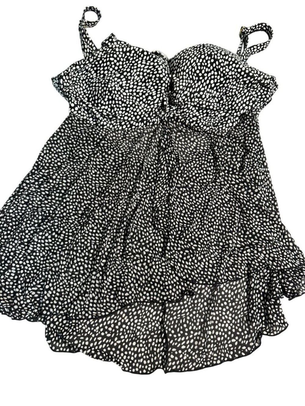 Smart & Sexy Womens 38D Polka Dot Black White Lingerie Adjustable Straps Sheer N